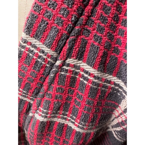 Men’s Majestic International Red & Gray Plaid Cotton Bathrobe O/S  Pockets Thick - Picture 9 of 10
